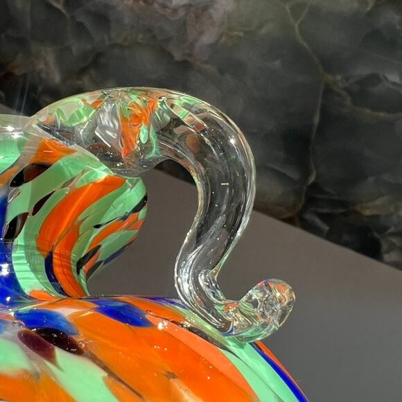 Vintage Hand Blown Art Glass Comfety Spotted Heavy Vase 2 Handles - Picture 16 of 16